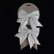 2pcs Christmas Gold Glitter Bow Ribbon Decor, Holiday Christmas Tree Window Ornaments Home Decor Christmas Decorations Room Decor Winter