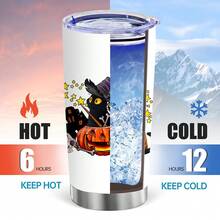 1 件 20 盎司不锈钢带盖玻璃水杯双层隔热保冷咖啡杯车载杯饮水瓶带盖万圣节黑猫南瓜杯送给家人和朋友的迷人礼物，万圣节礼物适合派对、家居、户外运动使用 - 彩色 - 查看 4