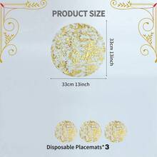 1/3/18pcs Luxury Round Placemats & Square Table Runners, Wedding Party Celebration Decor, Metal Mesh Gold Foil Placemats, Usable Gold & Silver Round Placemats, Gold Foil Metal Mesh Small Mats, For Christmas Valentine Party Decorations, Gold & Silver - Multicolor - View 14