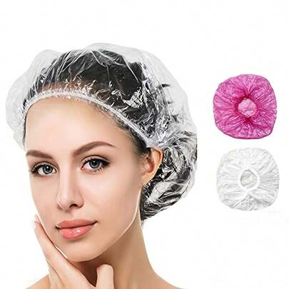 50 peças/100 peças, chapéu descartável à prova de poeira, capa de cabeça espessada, oficina de alimentos, cirurgia, médico de saúde, cozinha, óleo, touca de fumaça, touca de banho secundária, touca de banho para tingimento de cabelo, touca de plástico para salão de beleza,