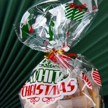 50pcs Christmas Party Candy Bags, Christmas Party Gift Bags, Christmas Packaging Bags, Party Supplies (With 1 Pack Of Ribbon)