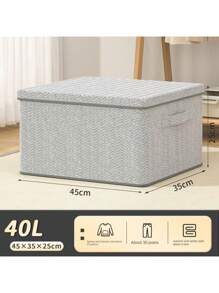 Clothing Storage Box With Lid, Large Capacity Home Organizer Bin, Cabinet Wardrobe Storage Basket Container - Multicolor - View 18