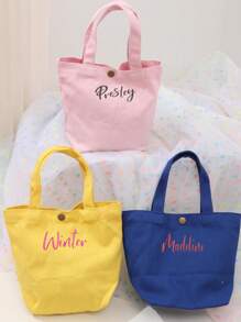 1pc Mini Minimalist Handbag, Fashionable Cute School Style Reusable Canvas Tote Bag With Pockets, Durable Shoulder Bag Letter Versatile,Large Capacity,Functional,Foldable,Practical,All-Purpose Contracted,Minimalist,Kawaii,Vacay Vibes/Vacation,Leisure,Basics Hot Pink,Royal Blue,Green Personalized,Unique,Custom Personalized Gifts For Women,Toiletry Bag Ideal Gifts For Her Girlfriend,Family,Friends,Children,Pink Girls For Anniversaries,For Birthdays,For Holiday/ Vacation,For School,For Outdoors/Outings/Travel/Hiking/Stadium/Sports/Climbing,All-Purpose,Large Capacity,Versatile,Multifunction,Colorful,Cute,Adorable,Contracted,Funny,Kawaii,Y2K,Minimalist,Commuting,Business Casual,Basics,Custom,Personalized,Unique,Customized,Ideal Gifts For Him,Ideal Gifts For Her,Her,Family,Friends,Girlfriend,For Anniversaries,For Birthdays,For Holiday/ Vacation,For Outdoors/Outings/Travel/Hiking/Stadium/Sports/Climbing,For Business/Commute/Work/Office