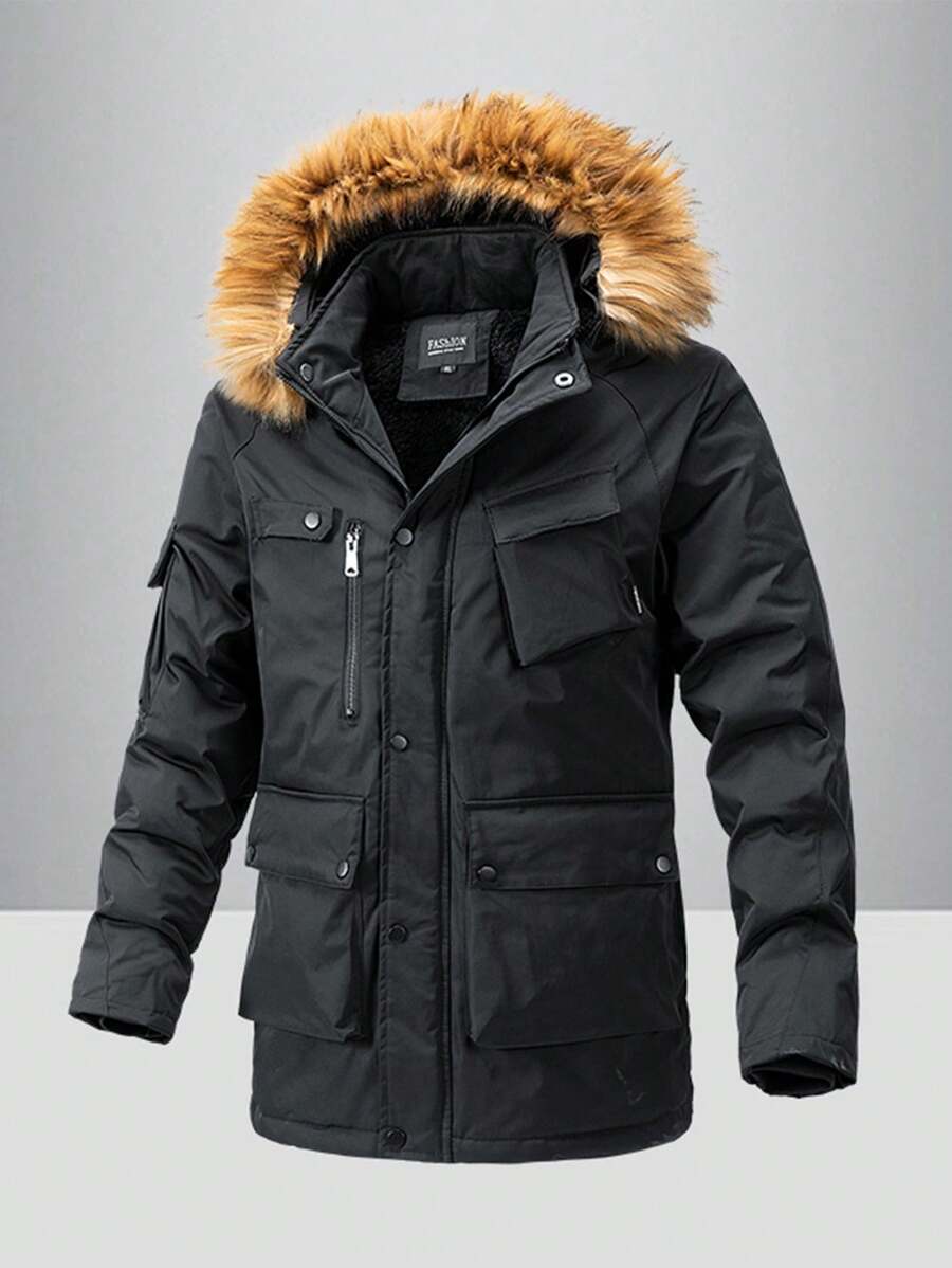 Áo khoác đi săn ấm áp chống gió lót nhiệt dành cho nam - màu đen - Xem 1