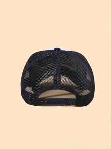 1pc Unisex Outdoor Casual Adjustable Letter Printed Mesh Cap, Suitable For All Seasons - Navy Blue - View 3