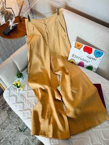 Crystal Love 886 Women's High Waist Tailoring Pants With Two Buttons And Zipper And Open Pocket - 卡其色 - 查看 2