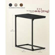 VASAGLE C Shape End Table, Small Coffee Table For Couch Or Sofa, Industrial Side Table In Living Room, Bedroom, 13.8 X 21.7 X 26 Inches - Black - View 3