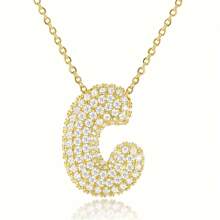 1pc Luxury Initial Charm Letter Star Hailey Style Full Cubic Zirconia A-Z English Letter Thick Bubble Round Pendant Fashion Hip Hop Unisex Gold Plated Brass Necklace Jewelry Party Gift - Necklace - View 21