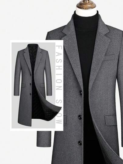 男士长袖中长款时尚修身冬季大衣