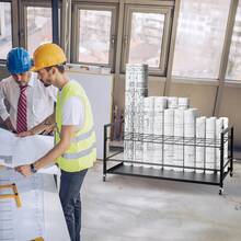 Blueprint Storage Rack, 50 Slots Blueprint Holder With Wheels, Mobile Metal Blueprint Storage Cart For Construction Plan Map Poster Architectural, Roll File Holder For Home, Office, School - màu đen - Xem 9