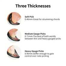 6 件装 0.96 毫米厚吉他拨片，带 PU 外壳，ABS 材质，双面卡通图案印花，适用于尤克里里琴、电吉他、贝斯，音乐爱好者的礼物 - 6片撥片+PU皮套(撥片0.71毫米厚度) - 查看 6