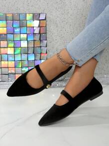 Zapatos casuales de mujer de puntera plana y punta afilada, de slip-on, cómodos y para exteriores, unicolor, para el Día de San Valentín