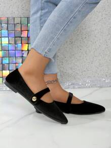 Zapatos casuales de mujer de puntera plana y punta afilada, de slip-on, cómodos y para exteriores, unicolor, para el Día de San Valentín