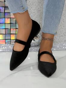 Zapatos casuales de mujer de puntera plana y punta afilada, de slip-on, cómodos y para exteriores, unicolor, para el Día de San Valentín