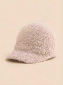 1pc Fashionable Rabbit Fur Brim Baseball Cap, Versatile For Women In Autumn/Winter - Multicolor - View 14