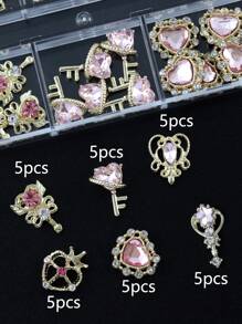 30 Pieces Per Box Of Nail Art Nail Accessories, Three-Dimensional Nail Art Set, Pink, Blue, White, Fairy Stick, Beautiful Girl Series, Sparkling Gemstone Crystal Diy Nail Products Nail Supplies Nails Nail Charms