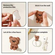 WORTHBUY 2/4 Móc Tự Dính Móc Treo Tường Cửa Đa Năng Móc Treo Tường Cửa Không Đục Lỗ Móc Treo Đồ Đựng Đồ Đa Năng Dễ Thương Giá Treo Phía Sau Ba Lô Cửa Móc Treo Vải Chìa Khóa - Nhiều màu - Xem 6