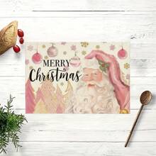 4pcs, Christmas Linen Placemat, Christmas Theme Placemat, Heat Insulation Pad,Kitchen Decorative Table Mat, Western Meal Table Pad,Christmas Decor,Dining Table Decor Best Gifts Birthday Home Decor Christmas Decorations Room Decor Winter Christmas Decorations Home Christmas Gifts Christmas Decor