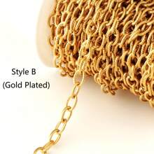 1 Meter Stainless Steel Gold Plated Screw Thread Twist Chains In Various Styles For Making Chunky Bracelet/Necklace,18K Gold Plated Hip-Hop Punk Thick Chains For Diy Jewelry Accessories Or Extension Chain - Twist Chain - View 8