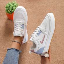 Women's Lace-Up Platform Sneakers Comfortable Casual Fashion Sports Shoes Walking Shoes - White - View 4
