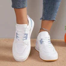 Women's Lace-Up Platform Sneakers Comfortable Casual Fashion Sports Shoes Walking Shoes - White - View 3