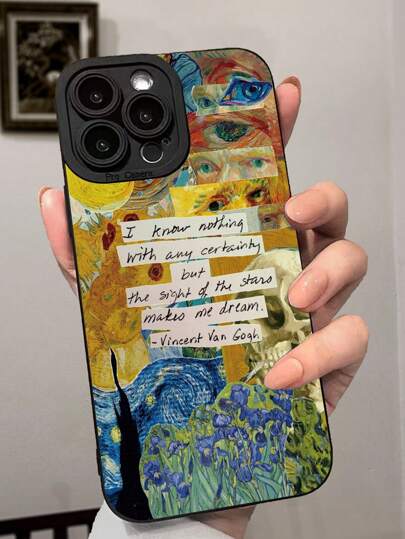 Rak kant Porös Van Gogh Splatter Painting Stötsäkert telefonfodral kompatibel med IPhone P14 Pro Max, P13, P11, P12, XR, IPhone 7/8, GES2, XS, IPhone P15, Samsung A03s, A03 Core, A04, A12, A13, A14 , A21s, A22, A23, A24, A32, A33, A34, A51, A52, A53, A54, A71, A72, A73, S20 FE, S21, S22, Xiaomi Redmi 9, Redmi 9A, Redmi 10A, Redmi 10C, Redmi Note 9, Redmi Note 10, Redmi Note 11, Redmi Note 12, Redmi 12, Redmi 12C