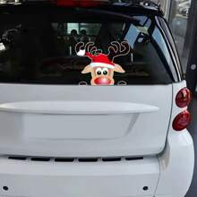 1 Stück Weihnachtsmann und Rentier Auto Fenster Glas Dekor Aufkleber, Weihnachtsgeschenk, Weihnachten