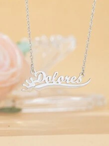 Customized Name Necklace, Stainless Steel Gold Minimalist Handwritten English Letter Jewelry Personalized, Gift For Couple, Friends, Mom For Christmas, Halloween, Valentine's Day, Anniversary - Silver - View 14