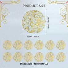 1/3/18pcs Luxury Round Placemats & Square Table Runners, Wedding Party Celebration Decor, Metal Mesh Gold Foil Placemats, Usable Gold & Silver Round Placemats, Gold Foil Metal Mesh Small Mats, For Christmas Valentine Party Decorations, Gold & Silver - Multicolor - View 21