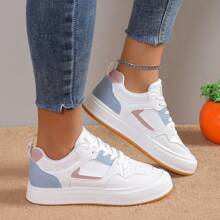 Women's Lace-Up Platform Sneakers Comfortable Casual Fashion Sports Shoes Walking Shoes - White - View 1