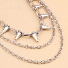 1件嘻哈朋克风格金属铆钉腰链，适合舞台表演佩戴。多层设计，为你的裤装增添层次感，是搭配牛仔裤的绝佳配饰。父亲节礼物 学校万圣节配饰 街头潮流配饰 牛仔裤配饰 - 銀色 - 查看 4