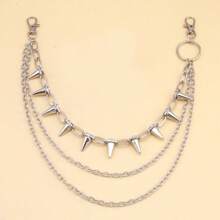 1件嘻哈朋克风格金属铆钉腰链，适合舞台表演佩戴。多层设计，为你的裤装增添层次感，是搭配牛仔裤的绝佳配饰。父亲节礼物 学校万圣节配饰 街头潮流配饰 牛仔裤配饰 - 銀色 - 查看 3