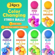 24pcs Stress Balls Bulk Mini Squishy Ball For Stress Relief - Color Changing Sensory Fidget Toy For  Basket Stuffers  Prizes Random Color,The Most Popular Stress Relieving Toy For Parties - Multicolor - View 5