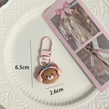 5 piezas Llaveros de osito musical rosa, lindos regalos con colgantes de bolso de dibujos animados para amigos, accesorios para coche, encantos para mochilas escolares