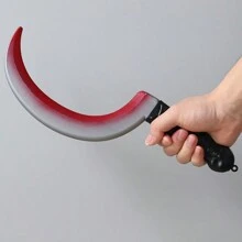 Cuchillo grande y sangriento de plástico tipo alfanje/cimitarra como accesorio o broma para Halloween, con apariencia realista y manchas de sangre, ideal para disfraz, fiesta o casa embrujada, también puede ser un regalo de Navidad - Multicolor - Ver 12