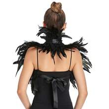 Gothic Feather Shoulder Piece   Swan Costume For Halloween Festivals - Black - View 3