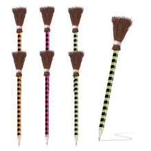 6 piezas Lápices en forma de escoba para Halloween, lápices de colores a rayas, suministros y premios para fiestas - Multicolor - Ver 7