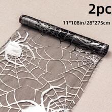 1/2 pezzi Runner da tavolo a ragnatela di Ognissanti da 11*108 pollici, ragnatela sottile con ragno arancione e zucca, adatto per decorazione tavolo per Ognissanti, festa in casa, vacanze. Opzioni multiple in oro e nero