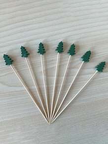 30pcs Colorful Christmas Tree Cocktail Decoration Sticks, Stirring Sticks, Creative Christmas Tree Shape Fruit Decoration Sticks, Baking Cake Decoration Sticks, Food Tasting Toothpicks. For Festivals And Parties Decoration Sticks, Christmas Gifts, Merry Christmas, Party, Birthday Decoration, For Outdoor, Camping - Multicolor - View 10