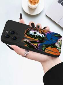 1 pezzo Custodia per telefono nera opaca soft e protettiva con grafica design grafico di mostri horror, regalo personalizzato di per amici, famiglia, se stessi o coppie, compatibile con dispositivi Apple e Samsung - nero - Visualizzare 6