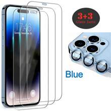 3 件金属光泽镜头玻璃环盖外壳适用于 iPhone 16 15 14 Plus 13 12 Mini 11 Pro Max 全保护镜头盖相机保护 +3 件透明屏幕保护膜 - 淺藍色 - 查看 42