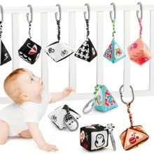 Black & White Rattle For Youngsters - Soothing Grip And Educational Sound Toy, Perfect Birthday Or Holiday Gift Baby Stroller Pendant, Plush Fabric Soothing Children's Toys, Bell Teether Animal Wind Chime Hanging Toys, Entryway Teething Bite Hanging Buckle, Car Hanging Pendant Toy - Multicolor - View 2