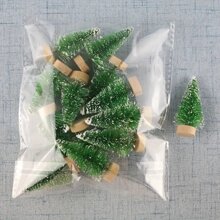 12pcs 4.5cm/1.77" Green Desktop Mini Christmas Tree Pine Wood Tabletop Decorations, Christmas Party Decor,Christmas - Grass Green - View 1