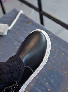 1双黑色女童冬靴，新款秋冬儿童鞋，小女孩雪地靴，带绒里，防滑公主保暖靴 - 黑色 - 查看 9