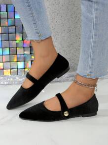 Zapatos casuales de mujer de puntera plana y punta afilada, de slip-on, cómodos y para exteriores, unicolor, para el Día de San Valentín