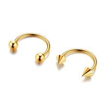 2pcs/Set 16G Horseshoe Nose Ring Stainless Steel Hypoallergenic 18K Gold Plated Black 8mm 10mm For Nose,Lip,Earrings,Septum,Cartilage Piercing,Unisex, Fashion Style,Body Jewelry For Men & Women