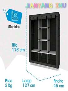 Closet Clothing Organizer Minimalist Wardrobe, Buildable And Portable - Black - View 7