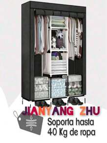 Closet Clothing Organizer Minimalist Wardrobe, Buildable And Portable - Black - View 5