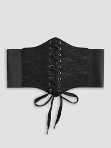 1 件女士文艺复兴风格性感黑色蕾丝腰带，适合万圣节派对或日常通勤装