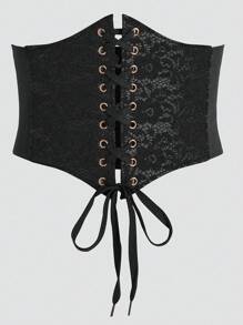 1 件女士文艺复兴风格性感黑色蕾丝腰带，适合万圣节派对或日常通勤装